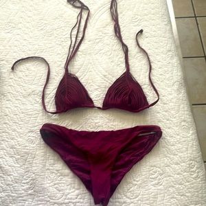 Designer PILYQ burgundy Bathing Suit